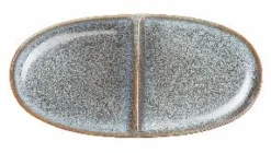Aperitif Teller 2-geteilt, oval, denim