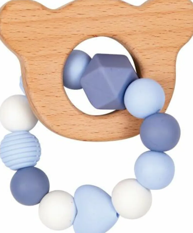 BabyGlück - Silikon-Holz-Beißring, hellblau