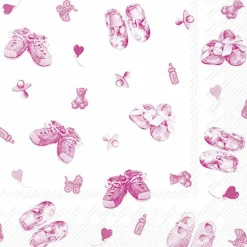 BABY SHOES ALLOVER Light Rose Cocktail-Servietten