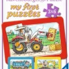 Bagger,Traktor,Kipplader - Puzzle 3x6 Teile