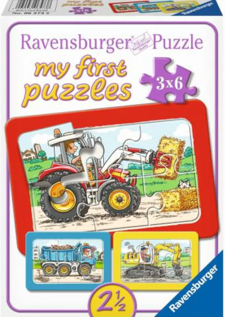 Bagger,Traktor,Kipplader - Puzzle 3x6 Teile