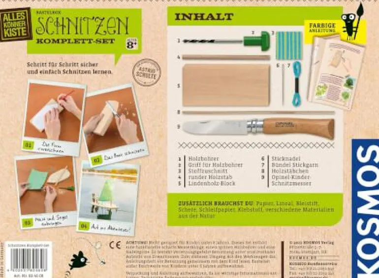 Bastelbox: Schnitzen Komplett-Set - Mit Lindenholz