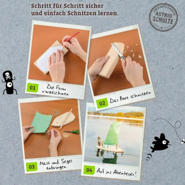 Bastelbox: Schnitzen Komplett-Set - Mit Lindenholz