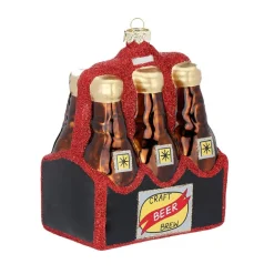 Baumanhänger Sixpack Bier, 12,5cm, Glas, braun