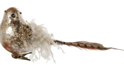 Baumschmuck Vogel auf Klemme mit langer Feder, 23c