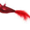 Baumschuck Vogel mit Feder 15cm rot