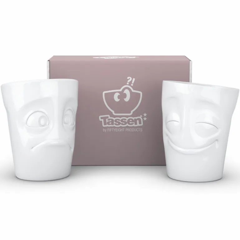 Becher Set vergnügt/verdutzt weiß, 350ml