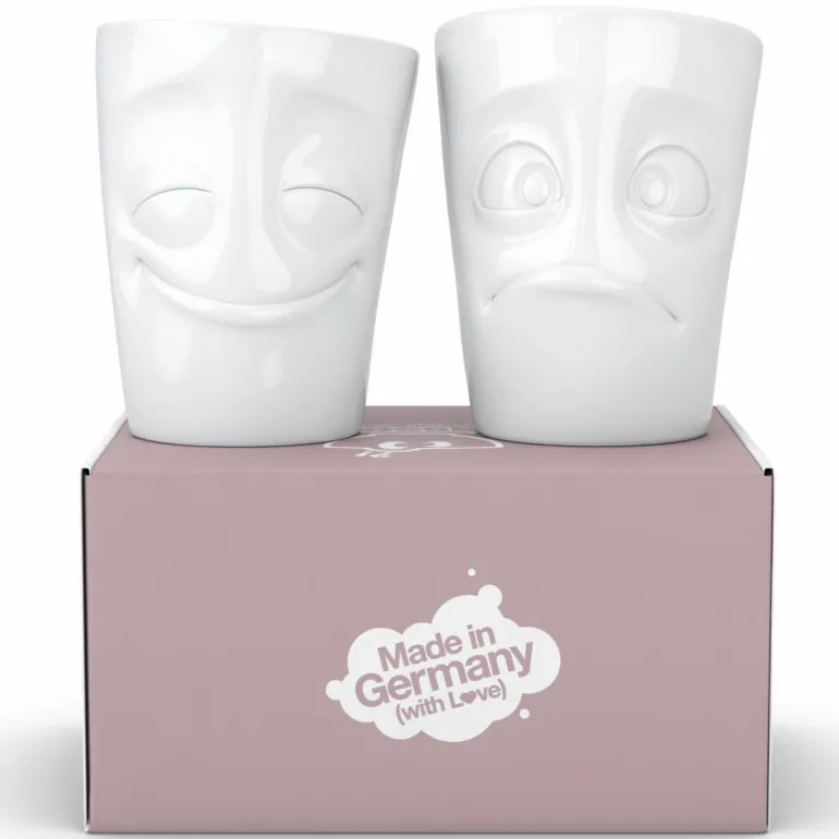 Becher Set vergnügt/verdutzt weiß, 350ml