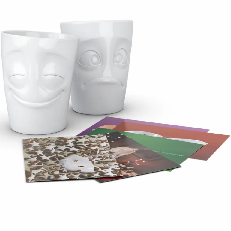 Becher Set vergnügt/verdutzt weiß, 350ml