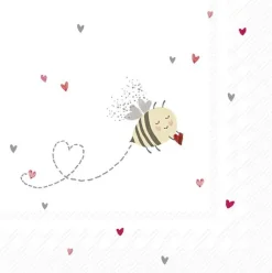 BEE MY VALENTINE red grey Lunch-Servietten L 98821