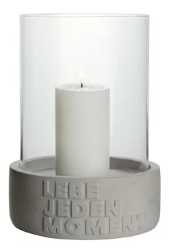 Betonwindlicht „Lebe jeden Moment", D 21cm H 30,3c