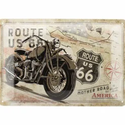 Blechschild 20 x 30 cm Route 66 Bike Map