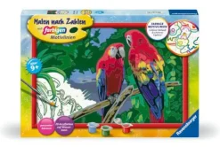 Bunte Papageien - Malen nach Zahlen