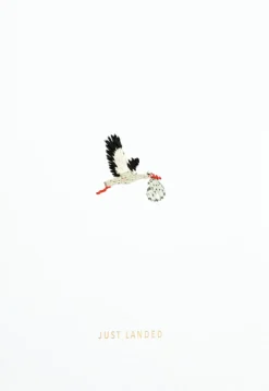 Bunte Stickereikarte „Just landed"