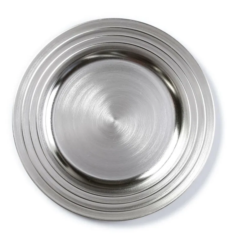 Deko- Teller, Rillen,silber, 33cm, Kunststoff