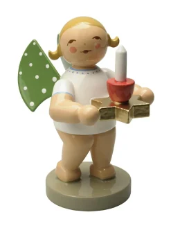 Engel mit Sterntülle und Kerze, rot