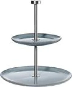 Etagere flach, 2 stufig, denim D. 15 cm, H.22 cm