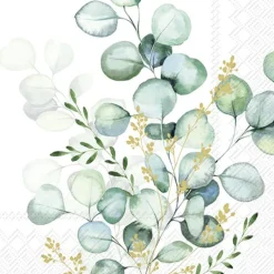 EUCALYPTUS BOUQUET Gold Lunch-Servietten l1036609