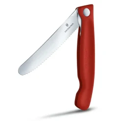 Gemüsemesser faltbar Wellenschliff rot