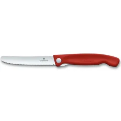 Gemüsemesser faltbar Wellenschliff rot