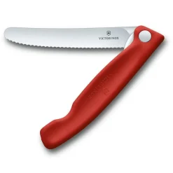Gemüsemesser faltbar Wellenschliff rot