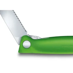 Gemüsemesser faltbar Wellenschliff grün