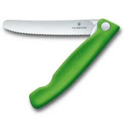 Gemüsemesser faltbar Wellenschliff grün