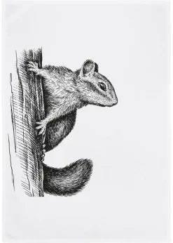 Geschirrtuch "Eichhörnchen" weiß Baumwolle