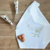Geschirrtuch "Huhn" weiß/gold Baumwolle