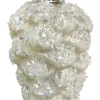 Glas Kiefernzapfen Zuckerweiß mit Glitter 14cm