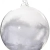 Glaskugel klar mit Federn 12cm