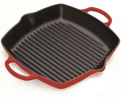 Grillpfanne mit zwei Griffen 30 cm Kirschrot