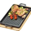 Grill-/Servierplatte eckig mit Holzbrett