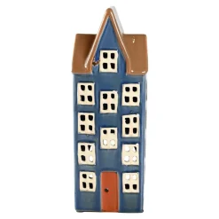 Haus für Teelicht Keramik Blau 23x9x7cm