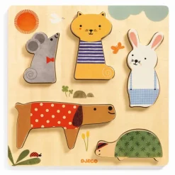 Holz Puzzle: Bunte Tiere
