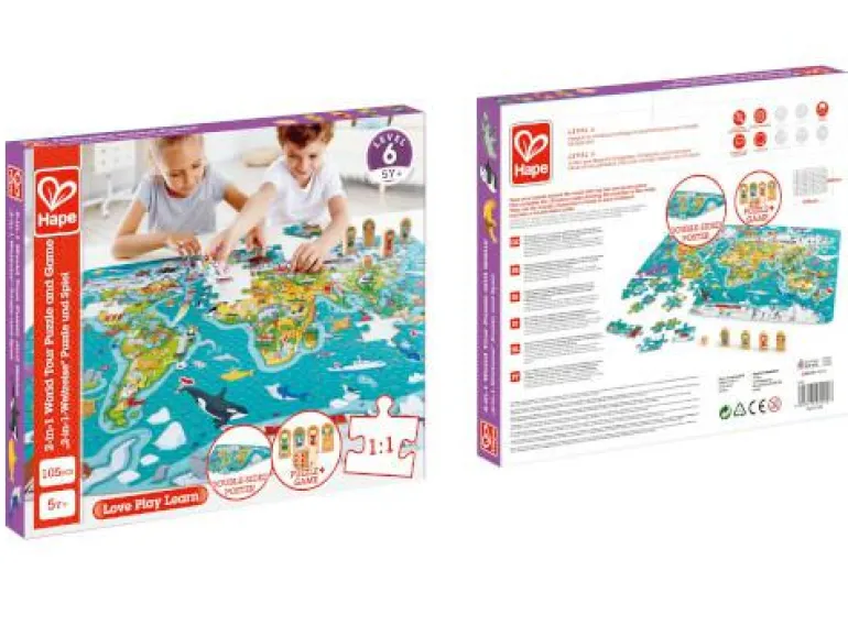 2-in-1 Weltreise Puzzle und Spiel