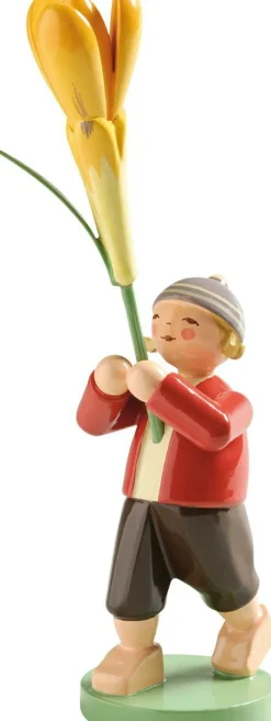 Junge Mit Krokus Blumenkinder Und Freunde