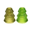 Kerzenhalter Tanne grün 2fach sortiert Glas 6,5x8c