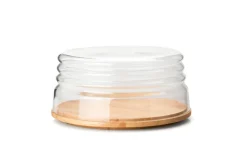 Käseglocke/Schüssel 2-tlg Gummibaumholz Ø 26,5x13c