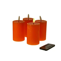 LED-Kerze 4tlg. orange Wachs/Kunststoff 6,5x10cm m
