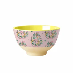 Melamine Bowl with Bunny Print - Two Tone - Small