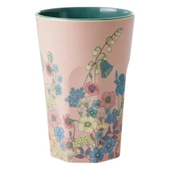 Melamine Cup with Flower Collage Print - Soft Pink