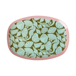 Melamine Rectangular Plate with Seashell Print- Sm