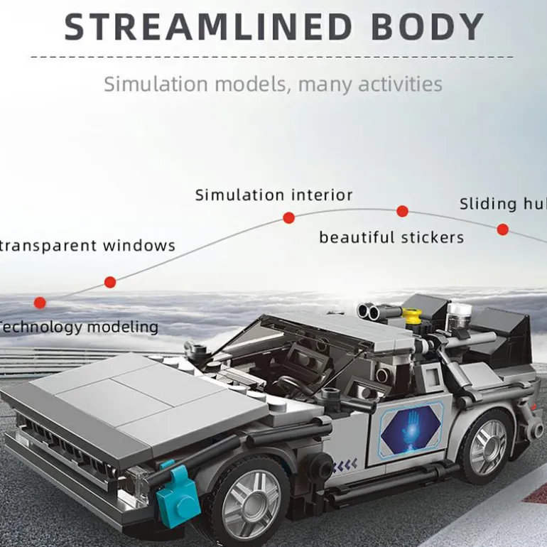 Mould King® 27019 Delorean-12 Car + Showcase