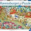 Niedliche Pilzhäuschen in der Blumenwiese - Puzzle