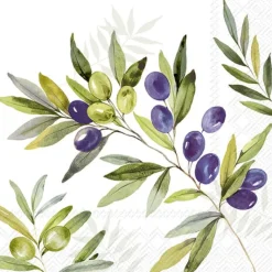 OLIVE BRANCHES Light Grey Cocktail-Servietten C104