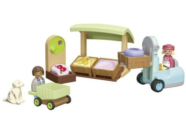 PLAYMOBIL® JUNIOR Bio-Marktstand & Gabelstapler 71
