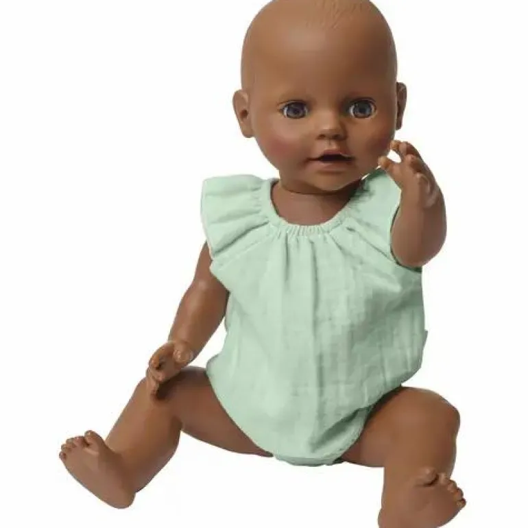 Puppen-Body Mit Rüschen Gr.35-45cm Aus 100 Bio-Bau