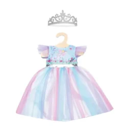 Puppen-Kleid Fee und Einhorn mit silberner Krone,