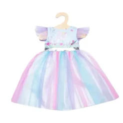Puppen-Kleid Fee und Einhorn mit silberner Krone,